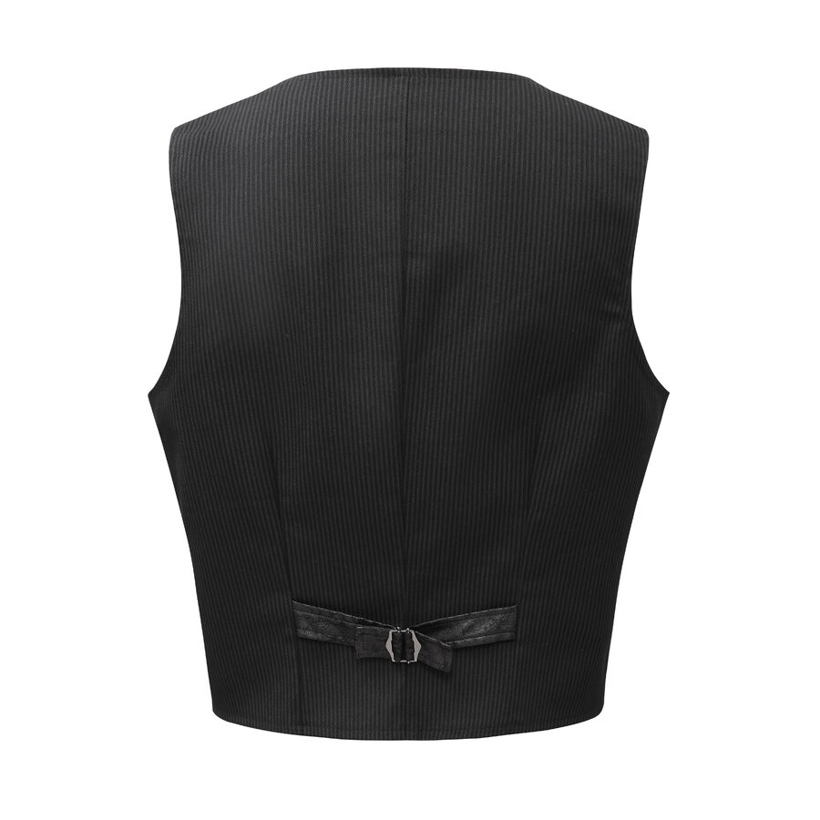 photo n&deg;2 : Gilet steampunk victorien homme - simili cuir patin&eacute; et tissu ray&eacute; noir