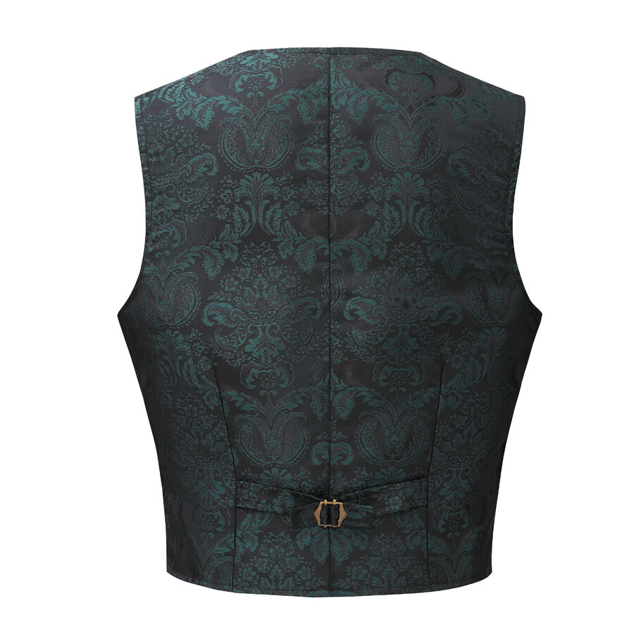 photo n&deg;2 : Gilet victorien steampunk homme - brocart vert &agrave; boutons d&eacute;coratifs