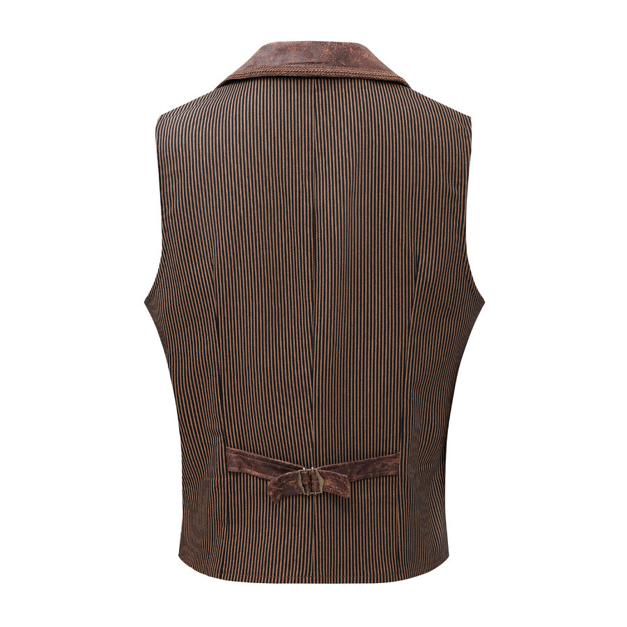 photo n°2 : Gilet steampunk homme - simili cuir vieilli & panneaux rayés