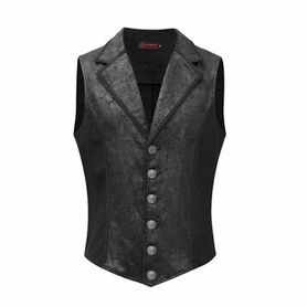 Gilet steampunk homme - simili cuir vieilli & panneaux rayés