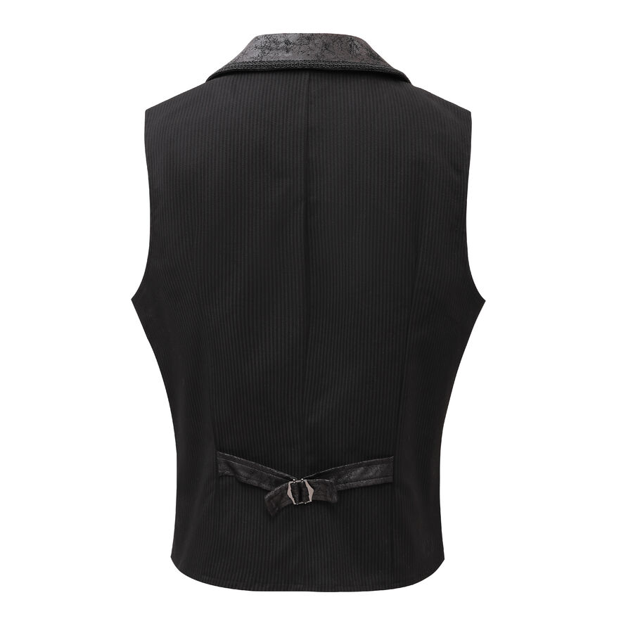 photo n°2 : Gilet steampunk homme - simili cuir vieilli & panneaux rayés
