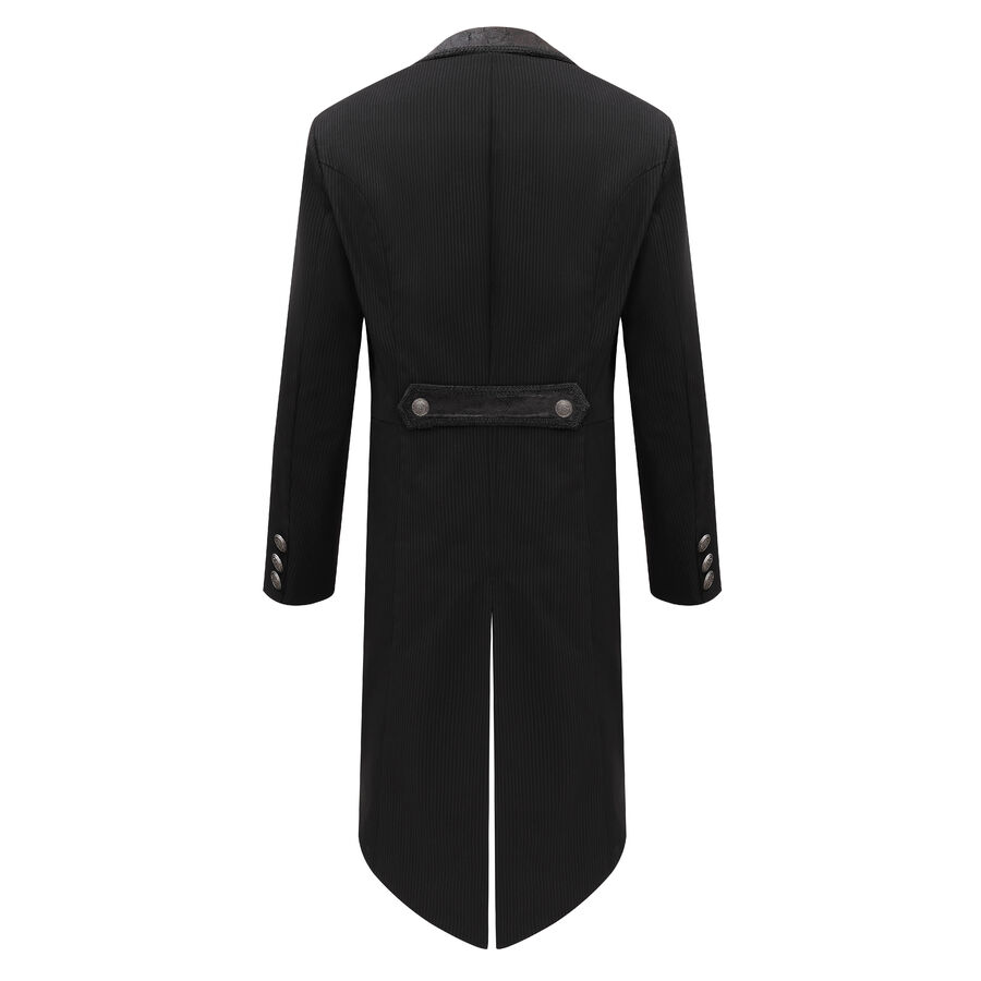 photo n&deg;2 : Veste steampunk homme ray&eacute;e noir avec imitation cuir et engrenages