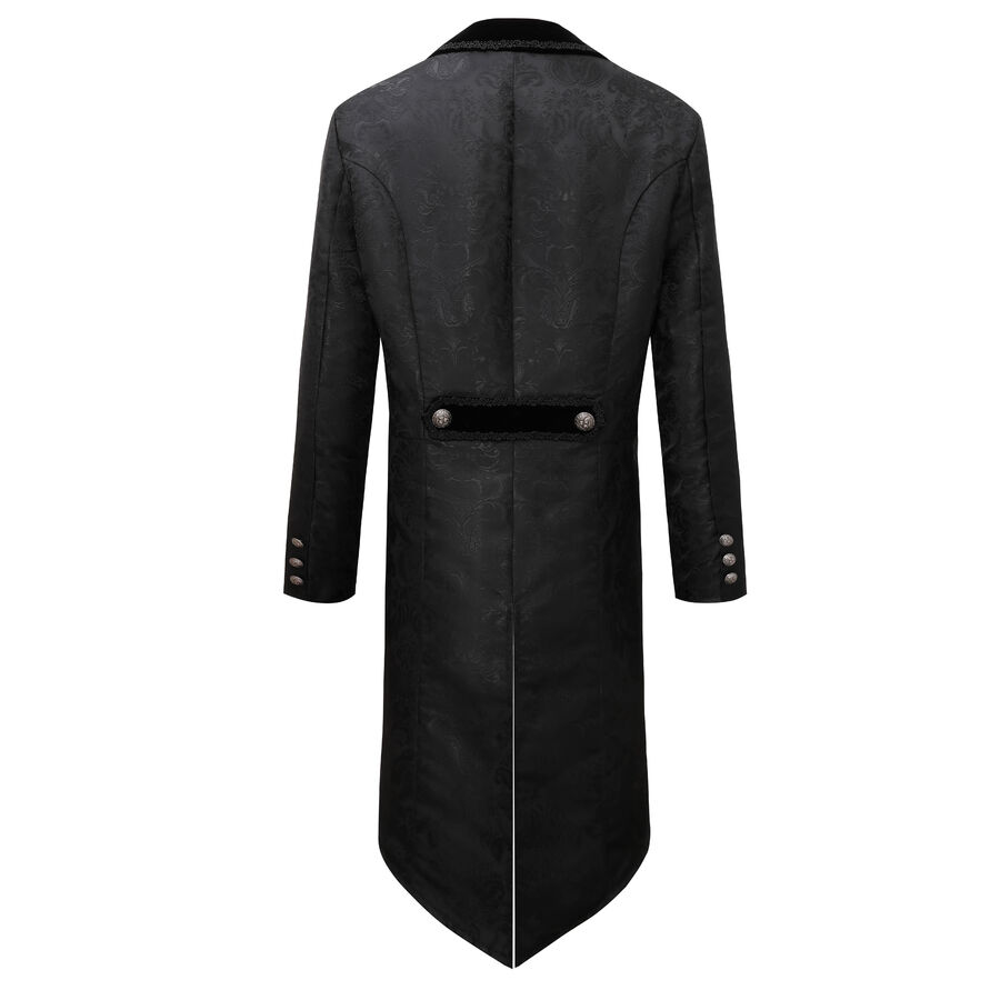 photo n&deg;2 : Veste queue-de-pie gothique homme en brocart noir &agrave; double boutonnage