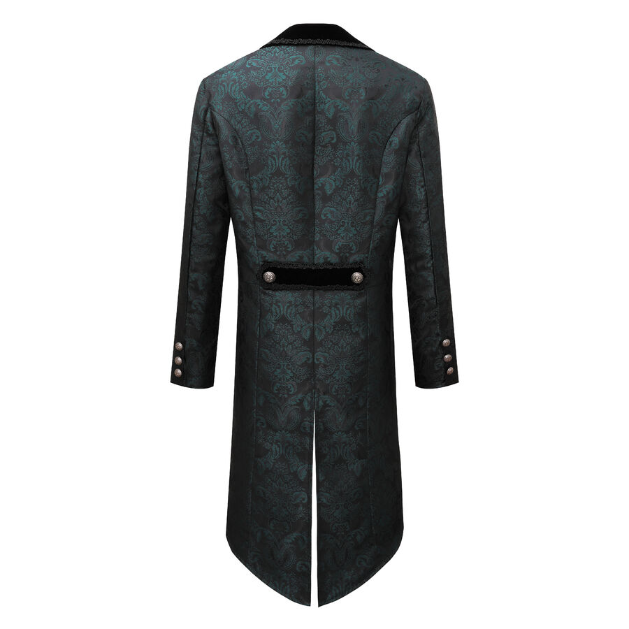 photo n&deg;2 : Veste queue-de-pie gothique homme en brocart vert &agrave; double boutonnage