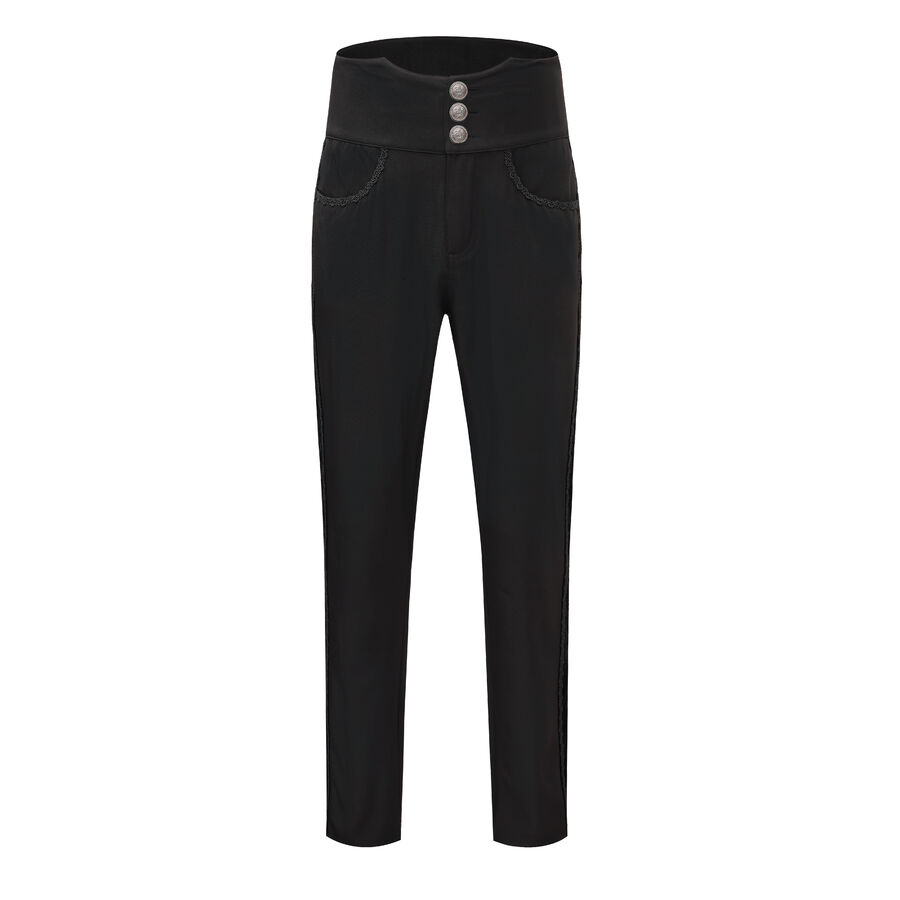 photo n&deg;6 : Pantalon coton noir steampunk taille haute &agrave; boutons Argent&eacute;s