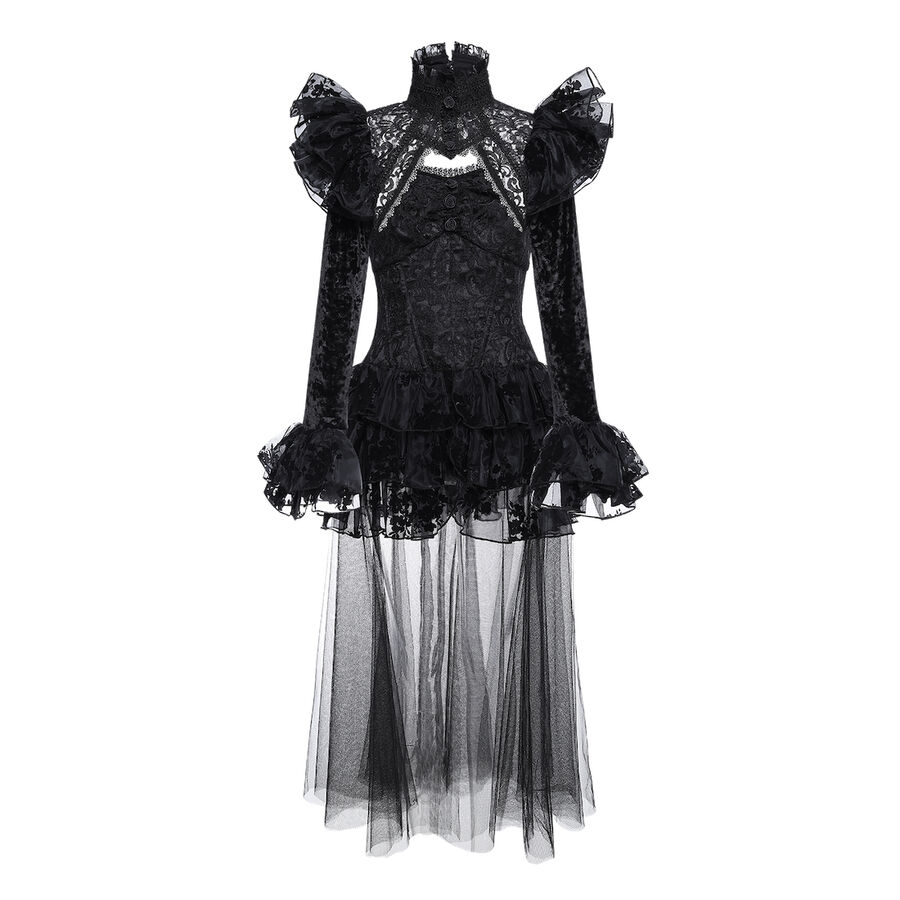 photo n&deg;6 : Robe bustier gothique &agrave; corset et longue tra&icirc;ne en tulle