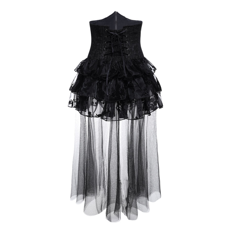 photo n&deg;3 : Jupe gothique taille haute asym&eacute;trique en organza floqu&eacute;