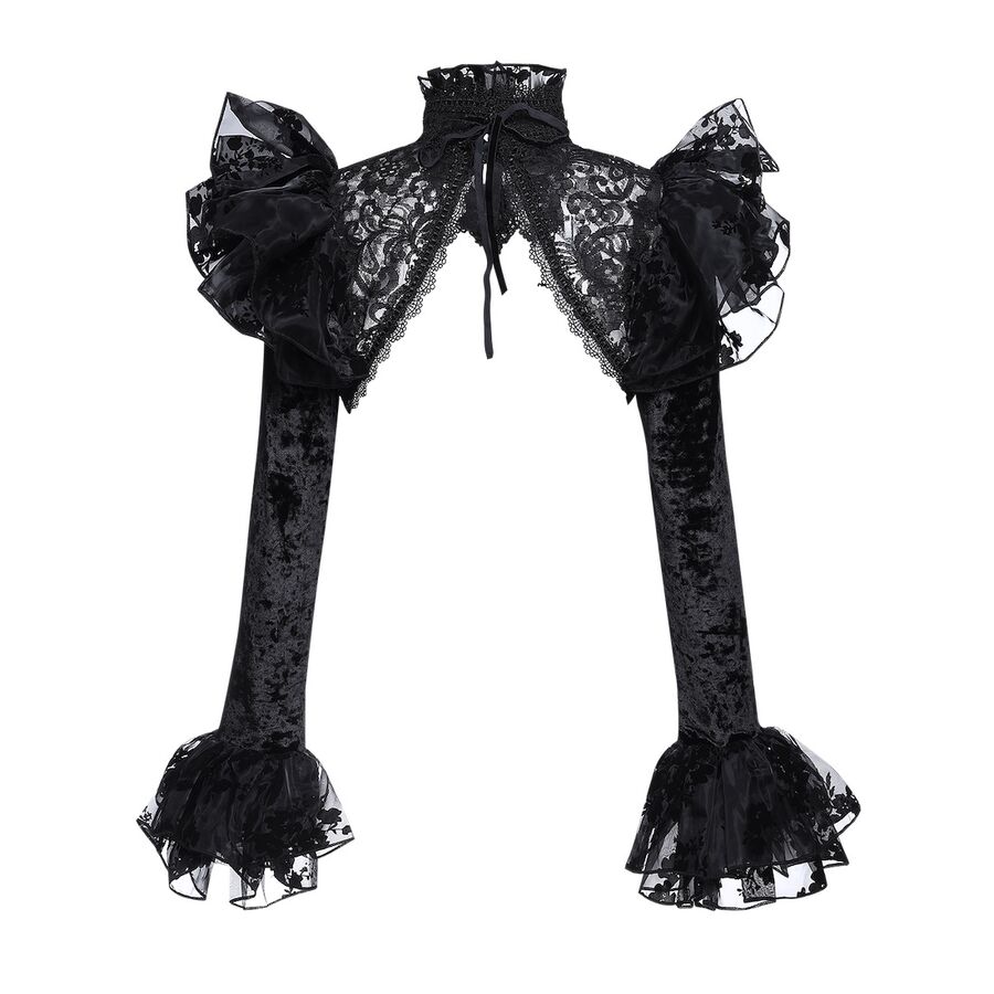 photo n&deg;3 : Bol&eacute;ro gothique noir en dentelle et velours &agrave; volants