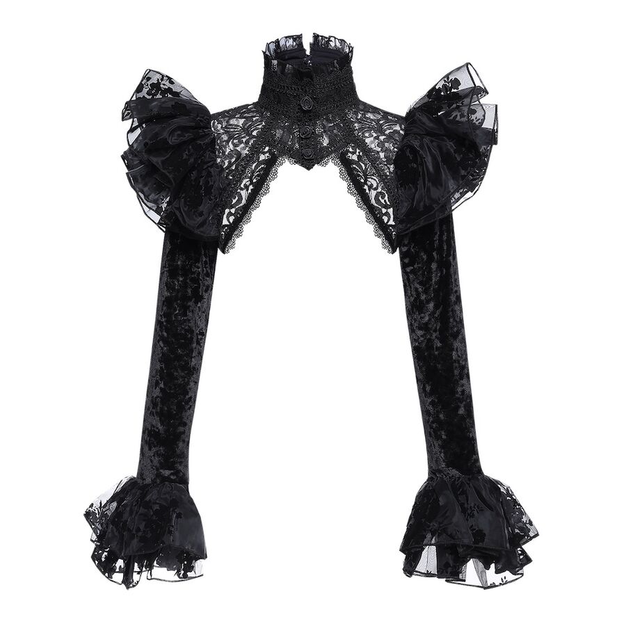 photo n&deg;4 : Bol&eacute;ro gothique noir en dentelle et velours &agrave; volants