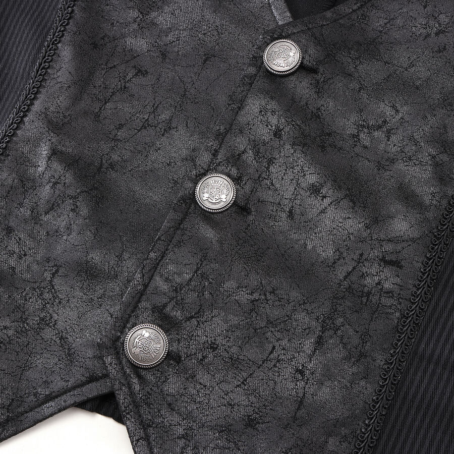 photo n&deg;4 : Gilet steampunk victorien homme - simili cuir patin&eacute; et tissu ray&eacute; noir