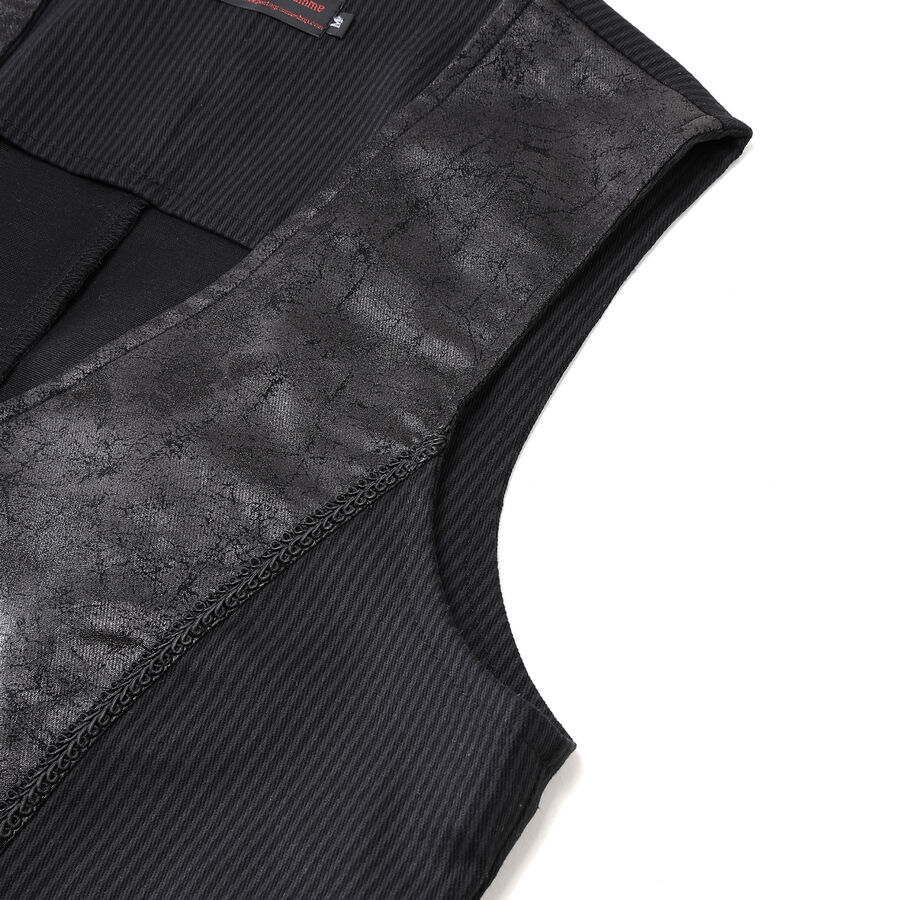 photo n&deg;6 : Gilet steampunk victorien homme - simili cuir patin&eacute; et tissu ray&eacute; noir