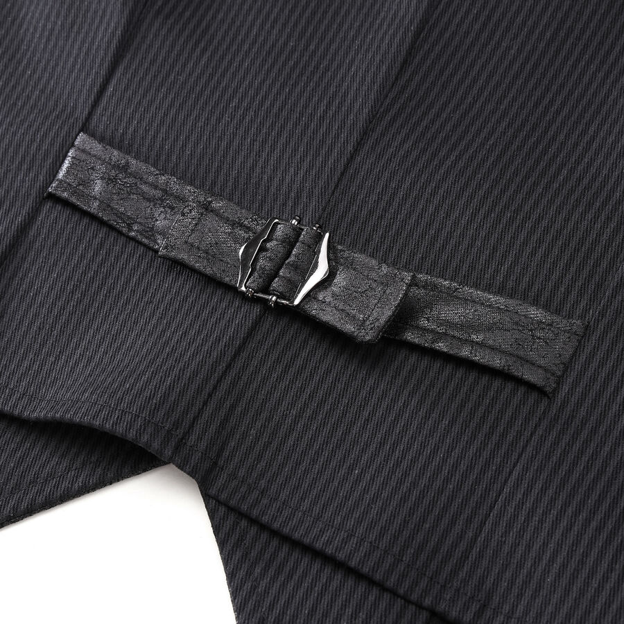 photo n&deg;8 : Gilet steampunk victorien homme - simili cuir patin&eacute; et tissu ray&eacute; noir