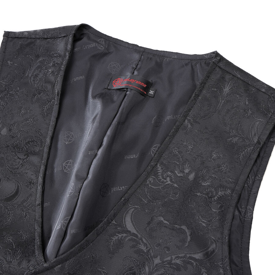 photo n&deg;3 : Gilet victorien steampunk homme - brocart noir &agrave; boutons d&eacute;coratifs