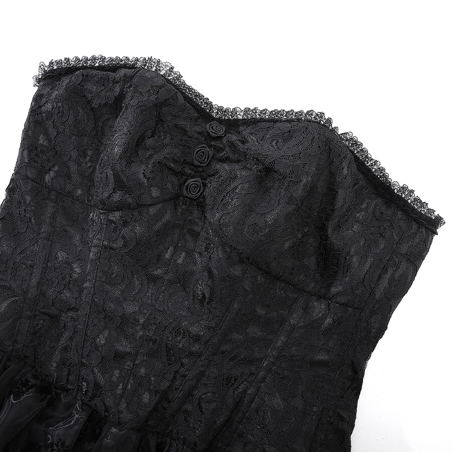 photo n&deg;7 : Robe bustier gothique &agrave; corset et longue tra&icirc;ne en tulle