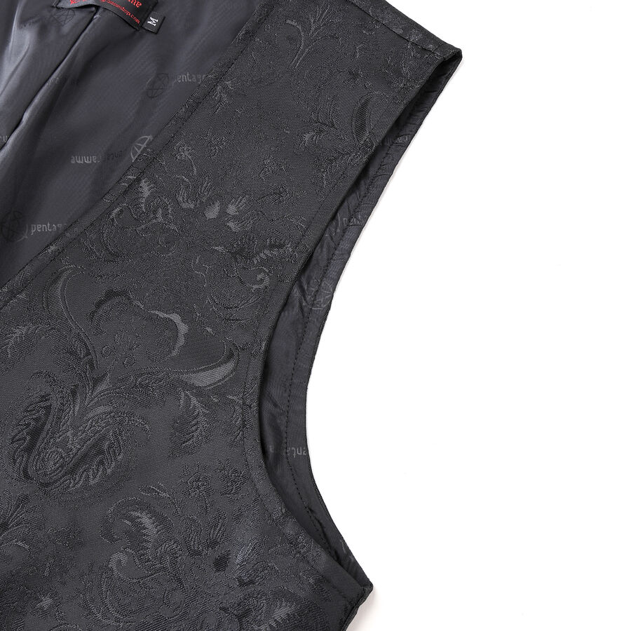 photo n&deg;4 : Gilet victorien steampunk homme - brocart noir &agrave; boutons d&eacute;coratifs