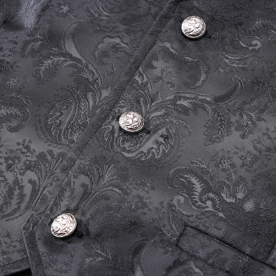 photo n&deg;5 : Gilet victorien steampunk homme - brocart noir &agrave; boutons d&eacute;coratifs