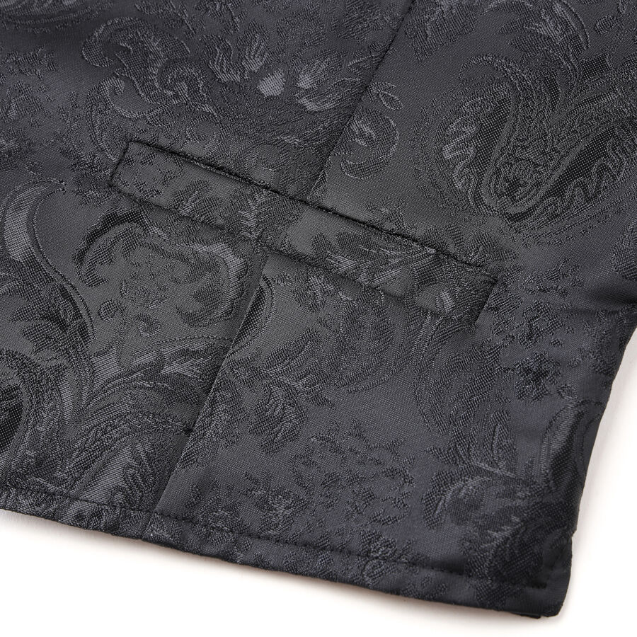 photo n&deg;6 : Gilet victorien steampunk homme - brocart noir &agrave; boutons d&eacute;coratifs