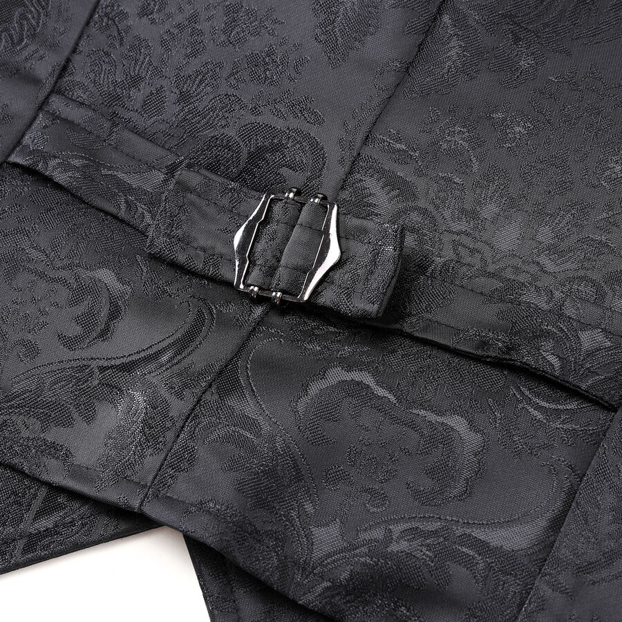 photo n&deg;8 : Gilet victorien steampunk homme - brocart noir &agrave; boutons d&eacute;coratifs