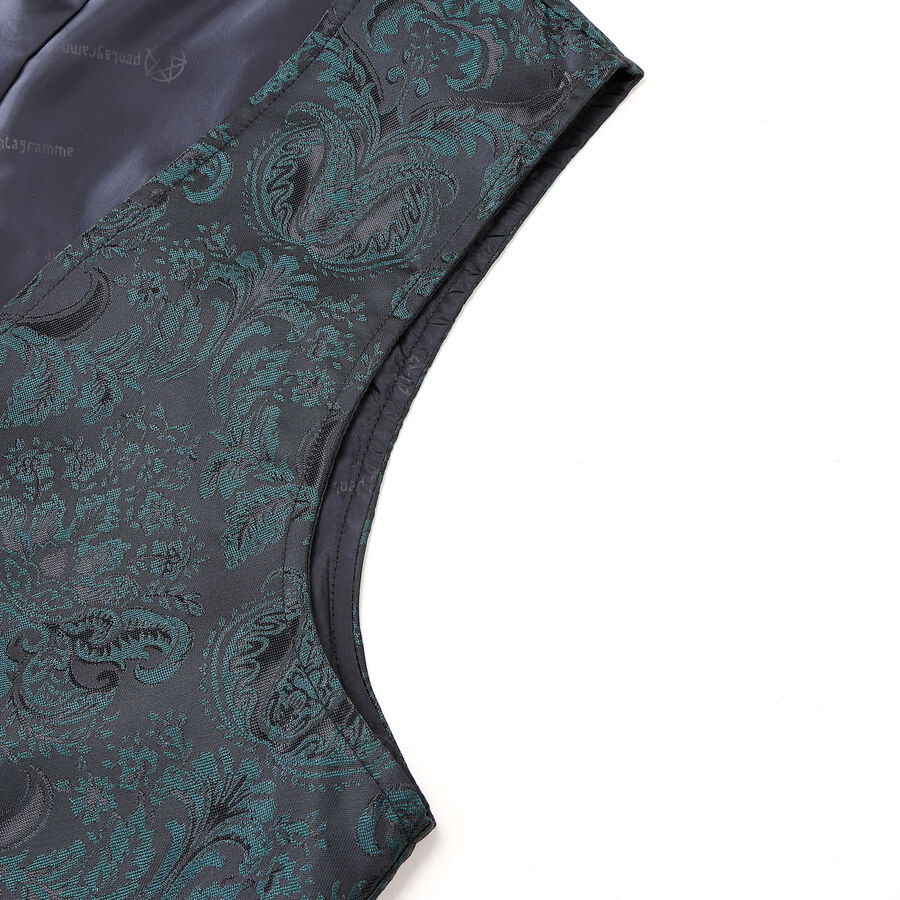 photo n&deg;4 : Gilet victorien steampunk homme - brocart vert &agrave; boutons d&eacute;coratifs