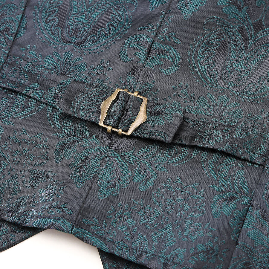 photo n&deg;8 : Gilet victorien steampunk homme - brocart vert &agrave; boutons d&eacute;coratifs