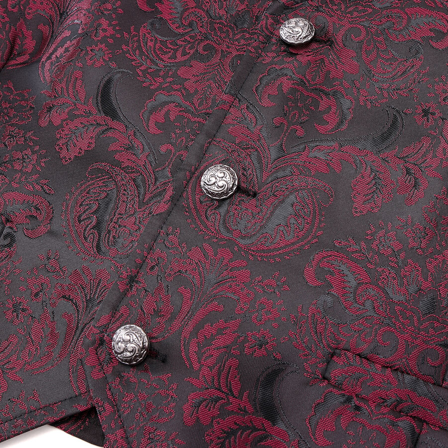 photo n&deg;5 : Gilet victorien steampunk homme - brocart bordeaux/noir &agrave; boutons d&eacute;coratifs