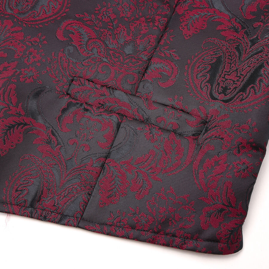 photo n&deg;6 : Gilet victorien steampunk homme - brocart bordeaux/noir &agrave; boutons d&eacute;coratifs