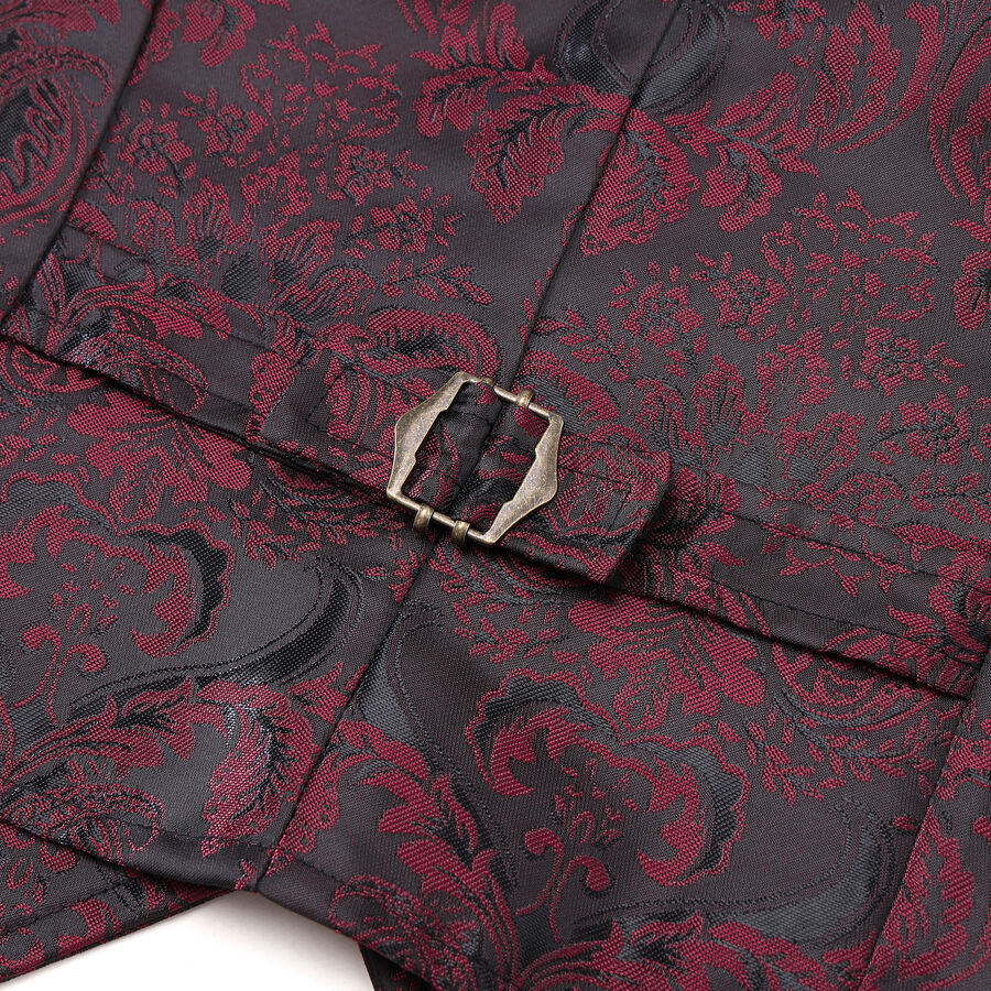 photo n&deg;8 : Gilet victorien steampunk homme - brocart bordeaux/noir &agrave; boutons d&eacute;coratifs