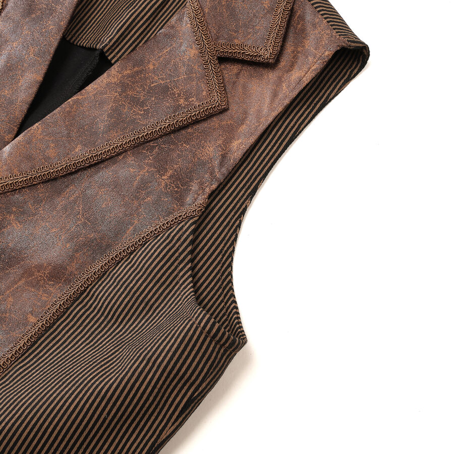 photo n°4 : Gilet steampunk homme - simili cuir vieilli & panneaux rayés