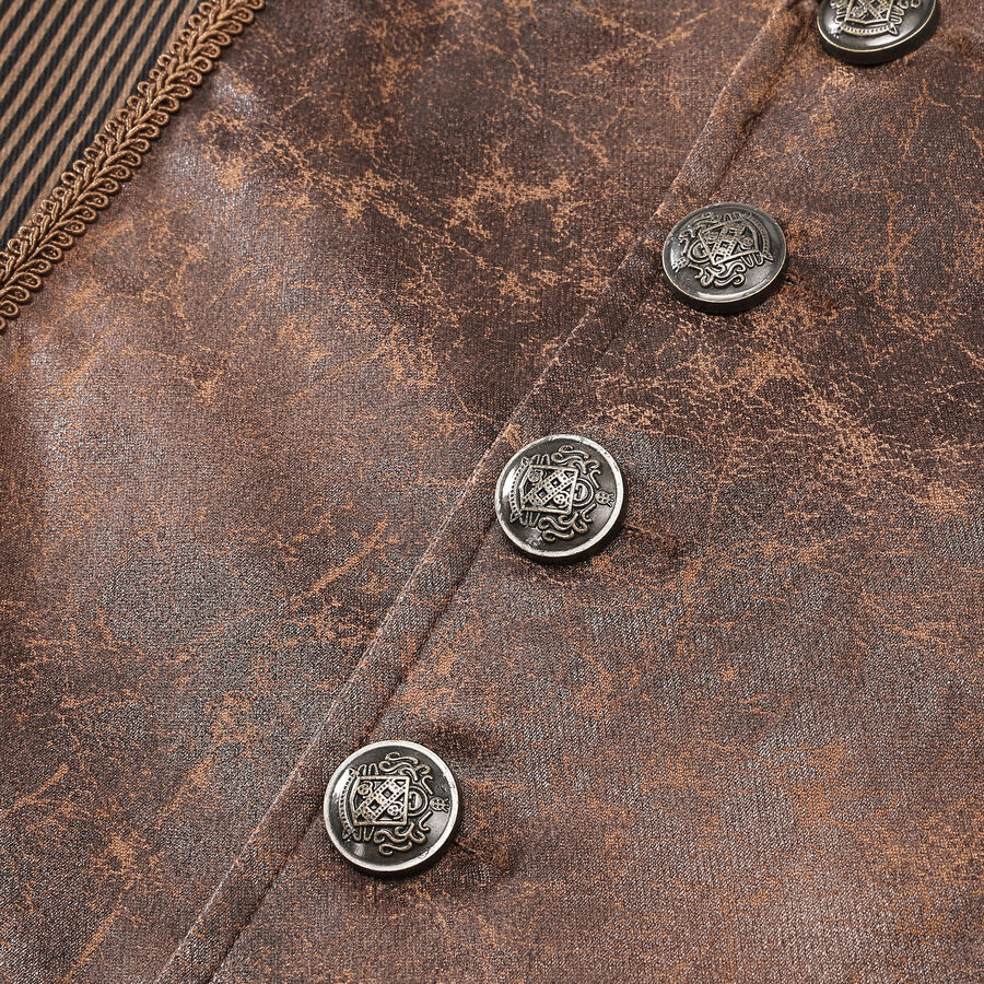 photo n°5 : Gilet steampunk homme - simili cuir vieilli & panneaux rayés