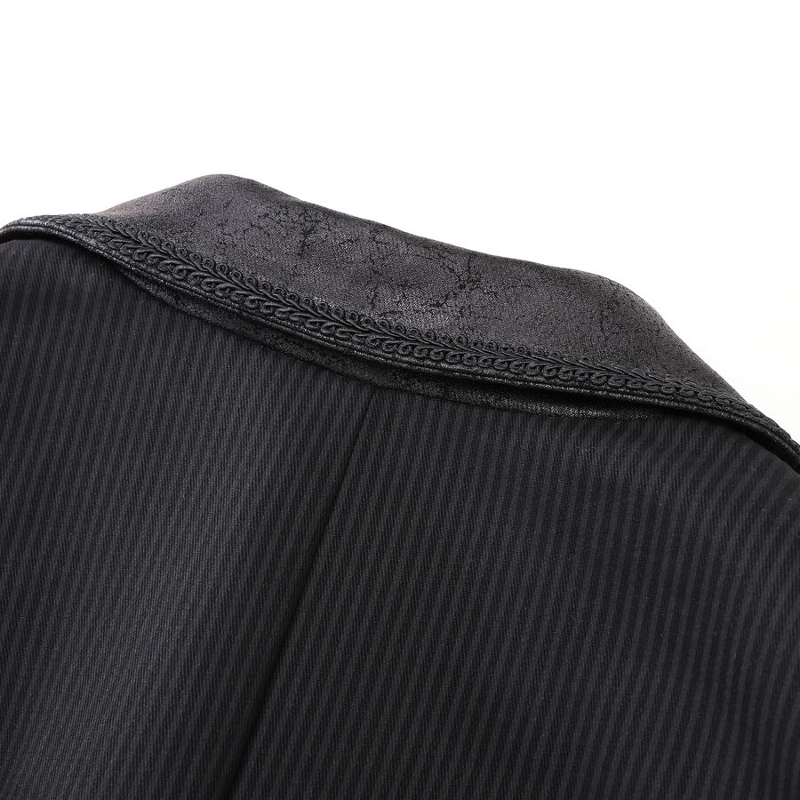 photo n&deg;9 : Veste steampunk homme ray&eacute;e noir avec imitation cuir et engrenages