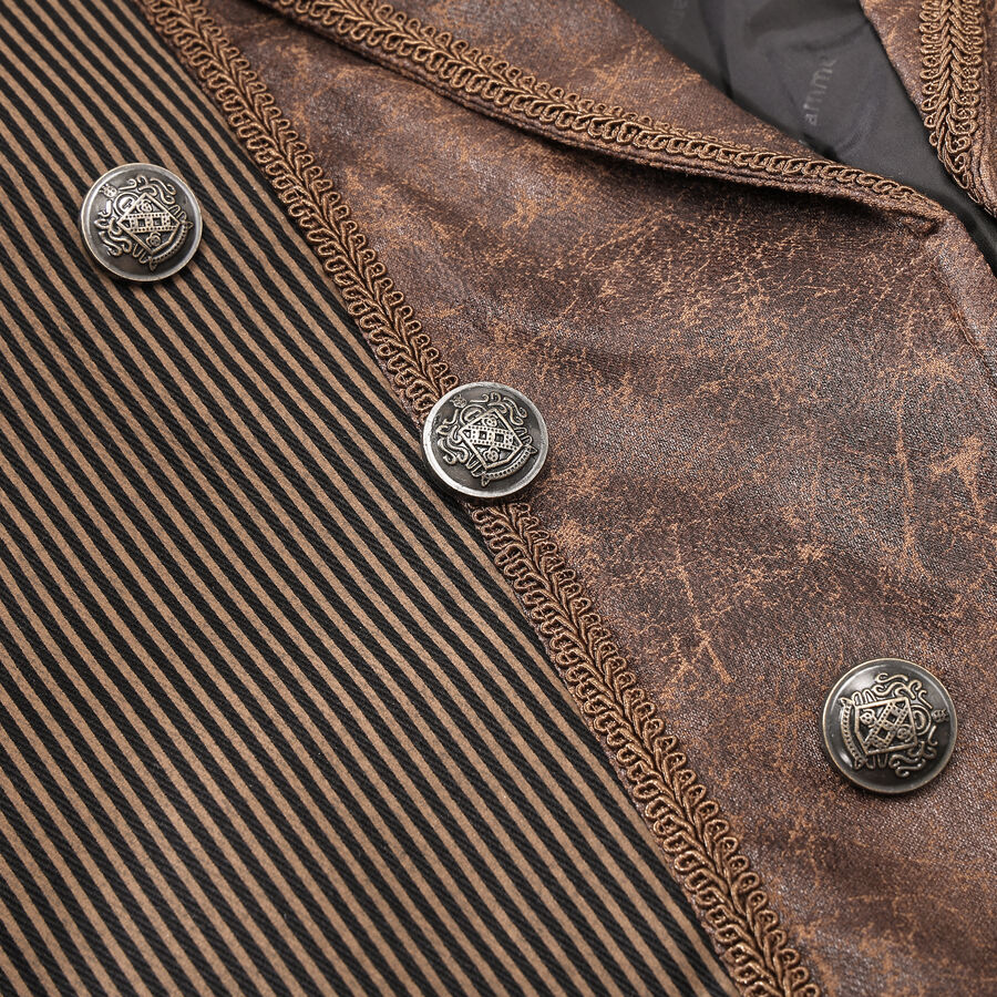 photo n&deg;5 : Veste steampunk homme ray&eacute;e avec imitation cuir et engrenages