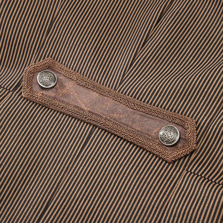 photo n&deg;7 : Veste steampunk homme ray&eacute;e avec imitation cuir et engrenages