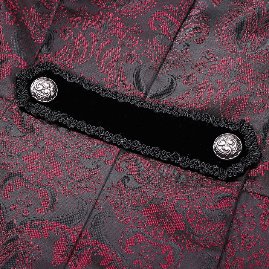 photo n°7 : Veste queue-de-pie gothique homme en brocart bordeaux à double boutonnage