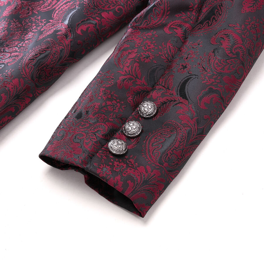 photo n°8 : Veste queue-de-pie gothique homme en brocart bordeaux à double boutonnage