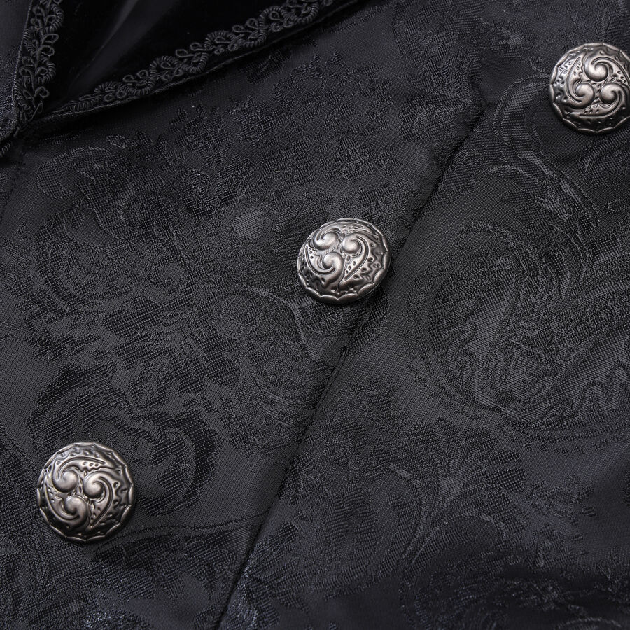 photo n&deg;5 : Veste queue-de-pie gothique homme en brocart noir &agrave; double boutonnage