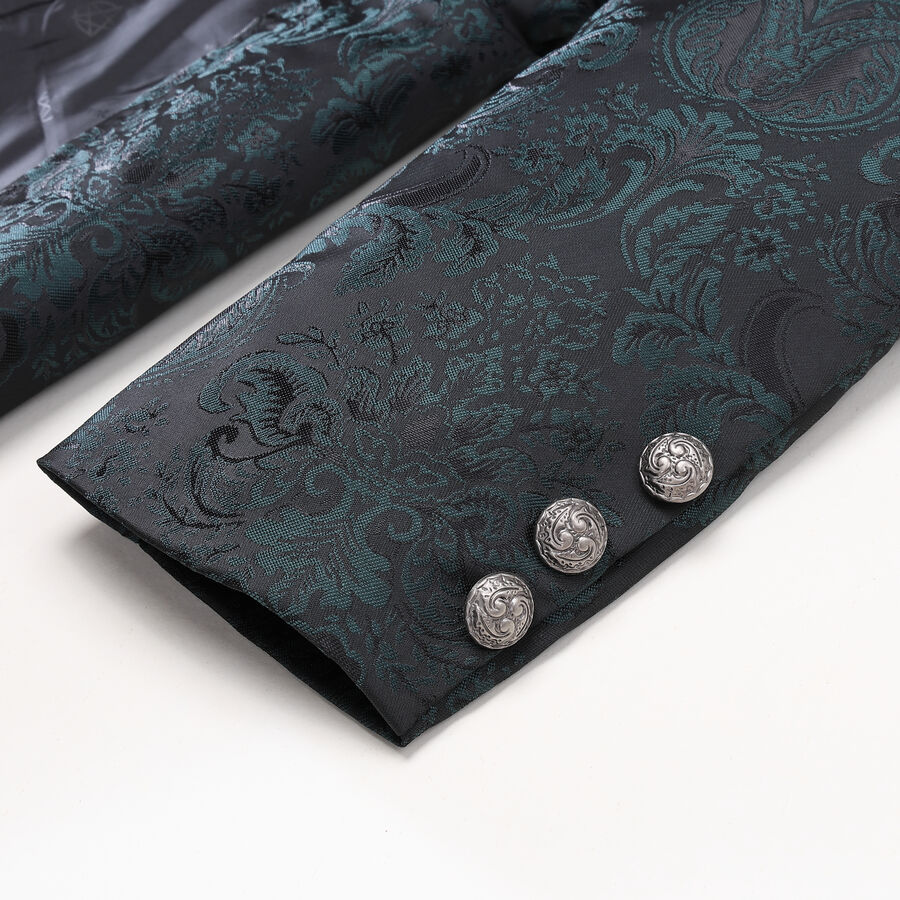 photo n&deg;6 : Veste queue-de-pie gothique homme en brocart vert &agrave; double boutonnage