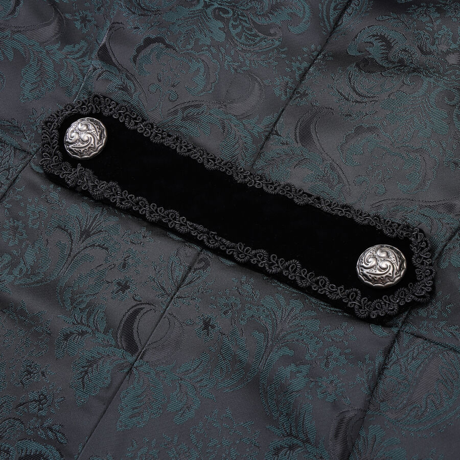 photo n&deg;8 : Veste queue-de-pie gothique homme en brocart vert &agrave; double boutonnage