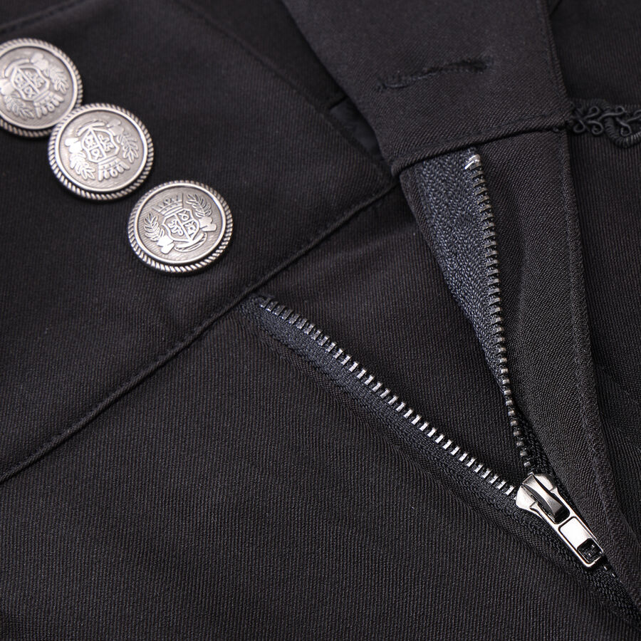 photo n&deg;8 : Pantalon coton noir steampunk taille haute &agrave; boutons Argent&eacute;s