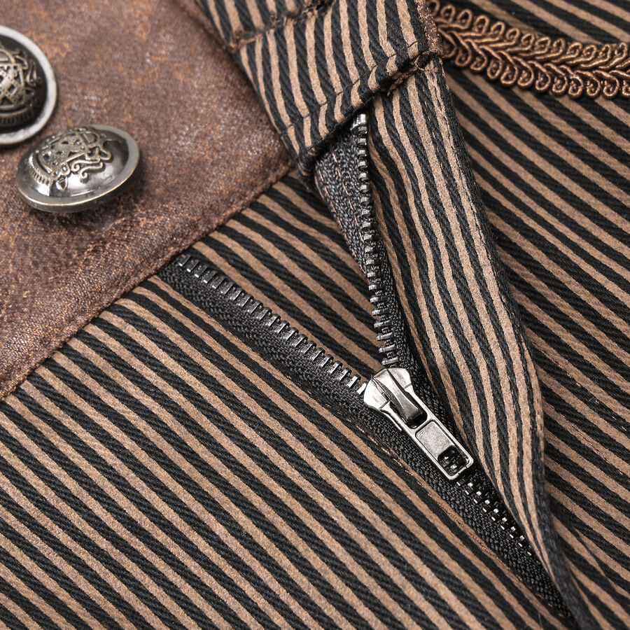 photo n&deg;3 : Pantalon ray&eacute; steampunk taille haute &agrave; boutons bronze