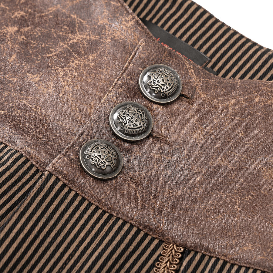 photo n&deg;4 : Pantalon ray&eacute; steampunk taille haute &agrave; boutons bronze