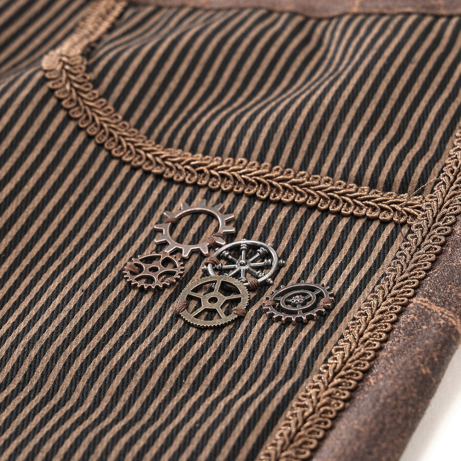 photo n&deg;5 : Pantalon ray&eacute; steampunk taille haute &agrave; boutons bronze