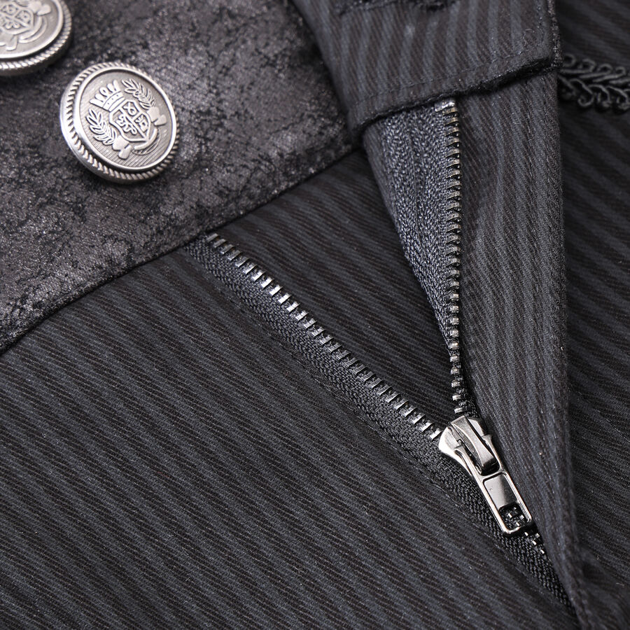 photo n&deg;6 : Pantalon ray&eacute; noir steampunk taille haute &agrave; boutons argent vieilli