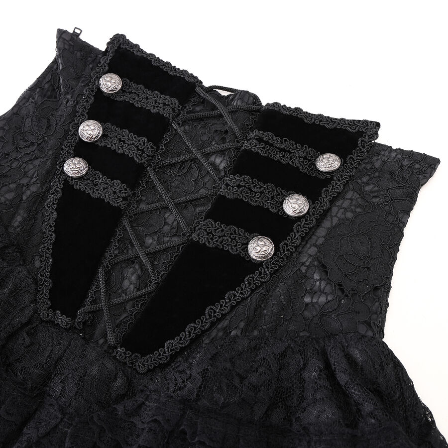 photo n&deg;5 : Jupe corset gothique longue en velours et dentelle noire