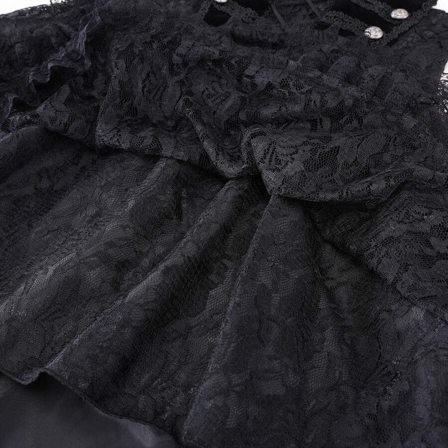 photo n&deg;7 : Jupe corset gothique longue en velours et dentelle noire