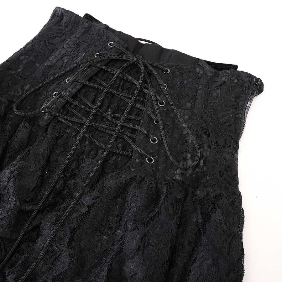 photo n&deg;8 : Jupe corset gothique longue en velours et dentelle noire