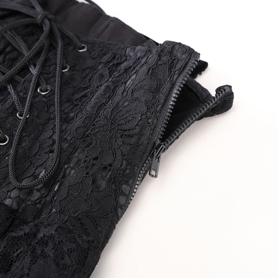 photo n&deg;9 : Jupe corset gothique longue en velours et dentelle noire