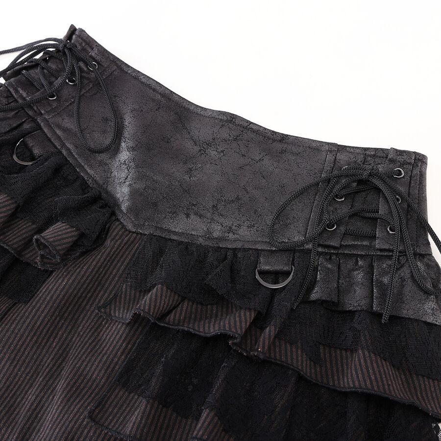 photo n&deg;9 : Jupe steampunk gothique &agrave; volants superpos&eacute;s et ceinture effet cuir
