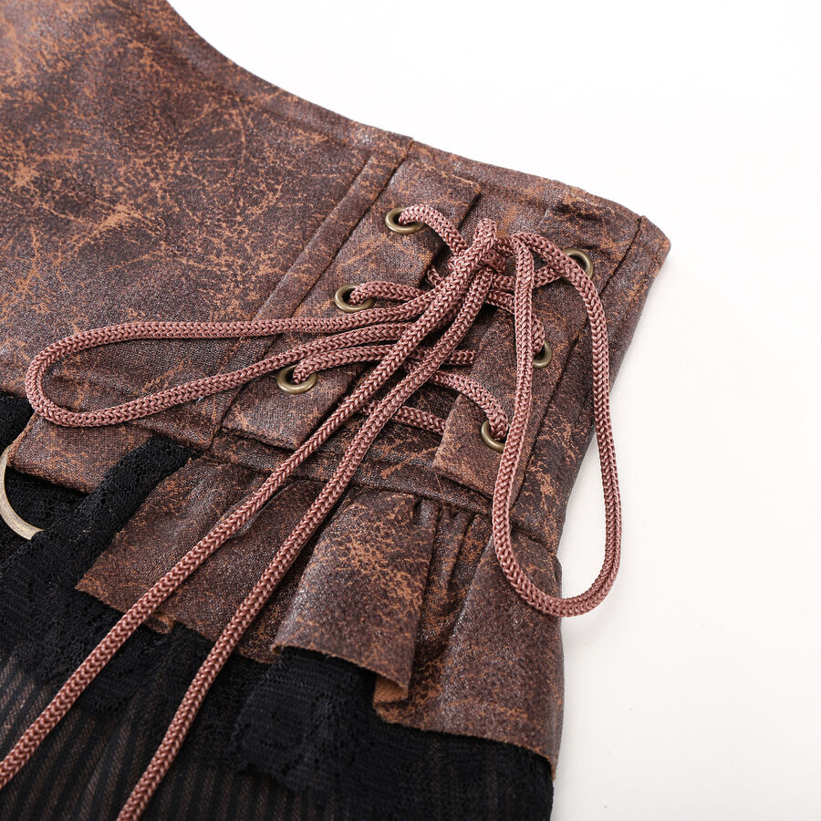 photo n&deg;5 : Jupe steampunk gothique &agrave; volants superpos&eacute;s et ceinture effet cuir
