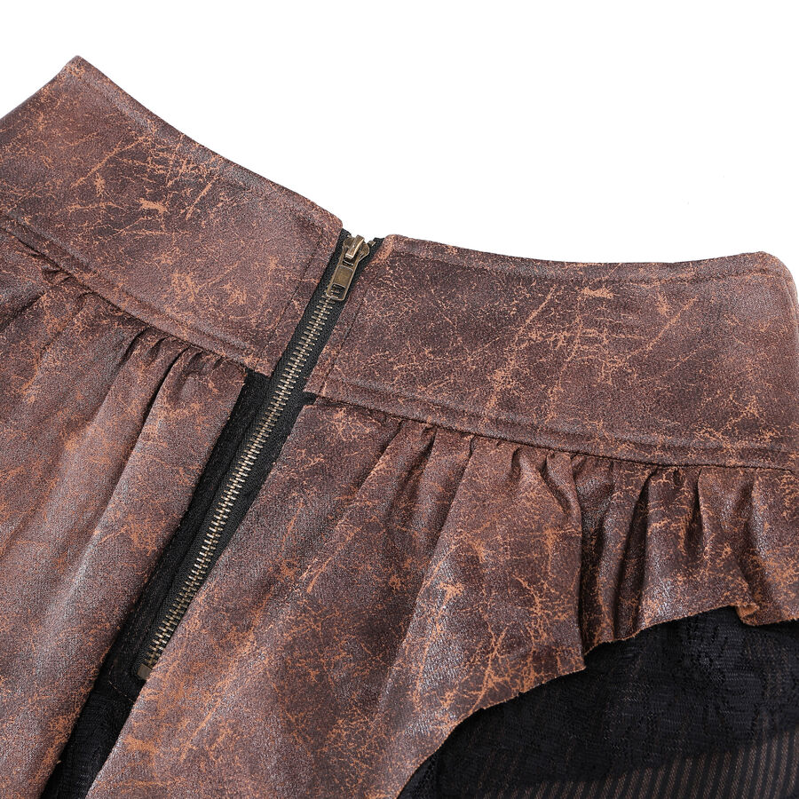 photo n&deg;8 : Jupe steampunk gothique &agrave; volants superpos&eacute;s et ceinture effet cuir
