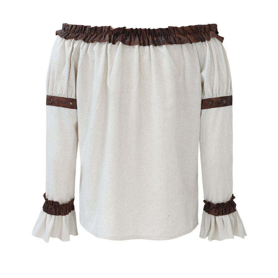 photo n&deg;2 : Blouse steampunk femme &eacute;paules d&eacute;nud&eacute;es avec volants et la&ccedil;age